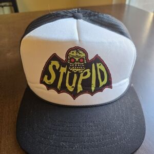 Black and White Trucker Hat with Graphic